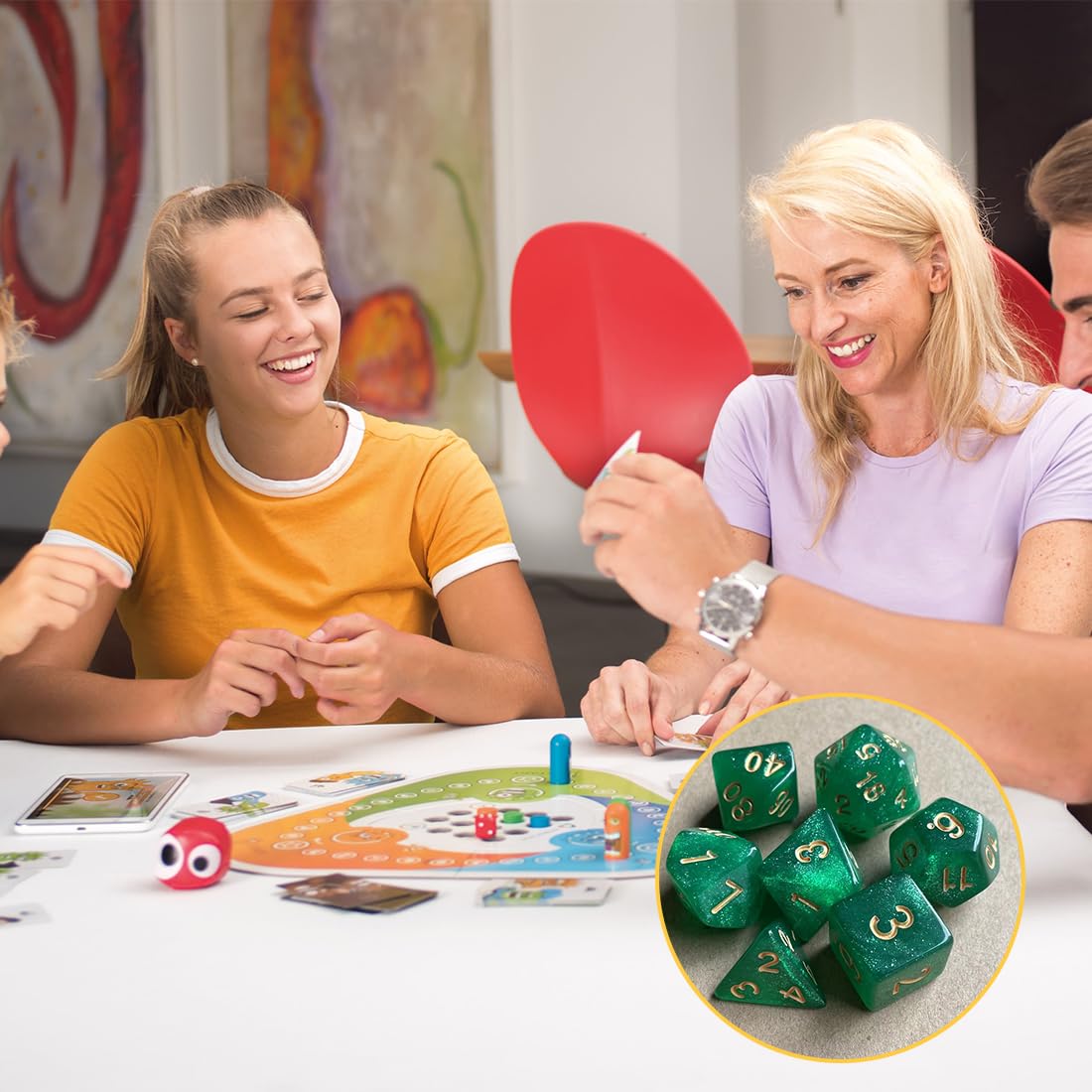 Set da 4 da 28 pezzi di dadi poliedrici colorati, dadi da gioco con 4 sacchetti con cordino per Dungeons & Dragons DND RPG MTG Giochi da Tavolo