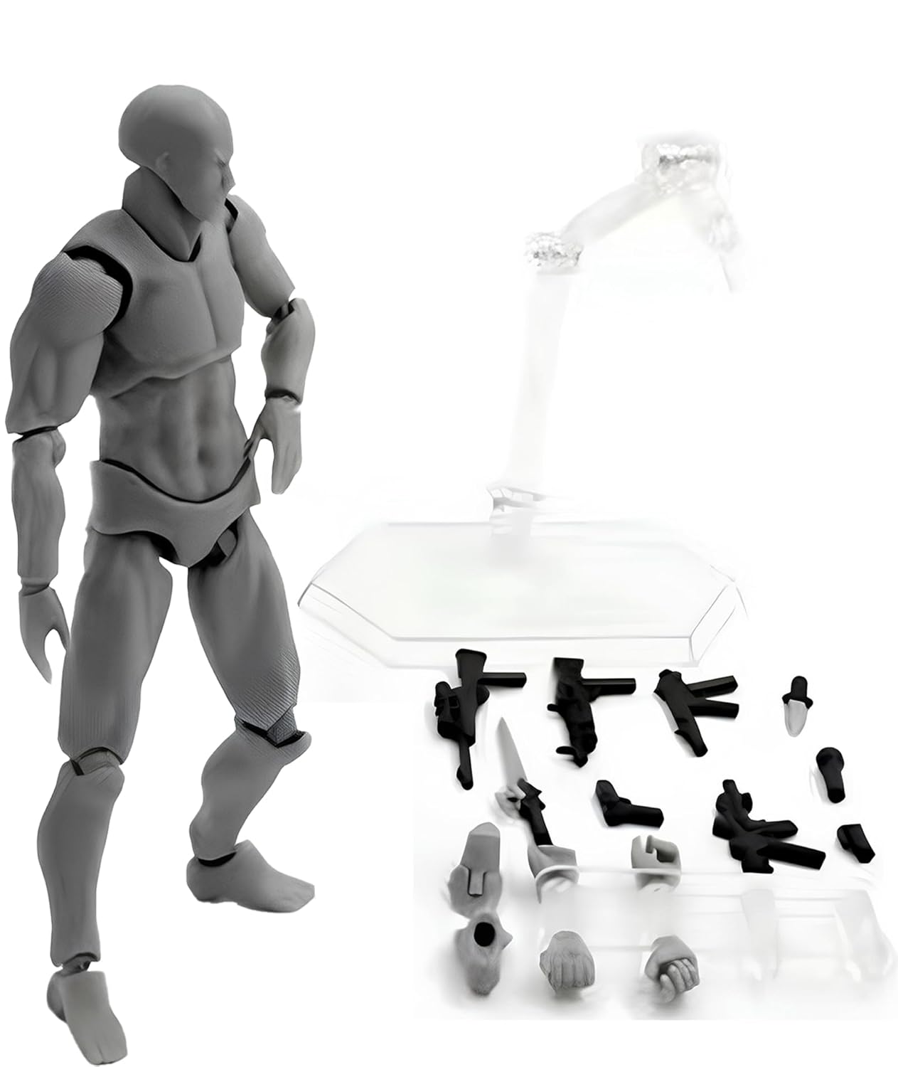 Body Kun, Gray Male Desktop Figure Model, 14 cm Height, Includes Accessories, Ideal for Drawing, Painting, Photography, and Home Decoration, Figure Model for Sketching, Painting, Drawing