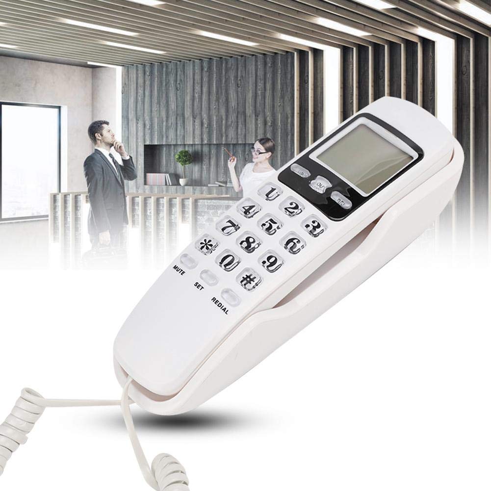 KX-T6001CID Téléphone domestique blanc, téléphone d'affaires à domicile de bureau d'hôtel, téléphone fixe avec fonction d'identification de l'appelant à double système DTMF / FSK, 3 groupes de fonctio
