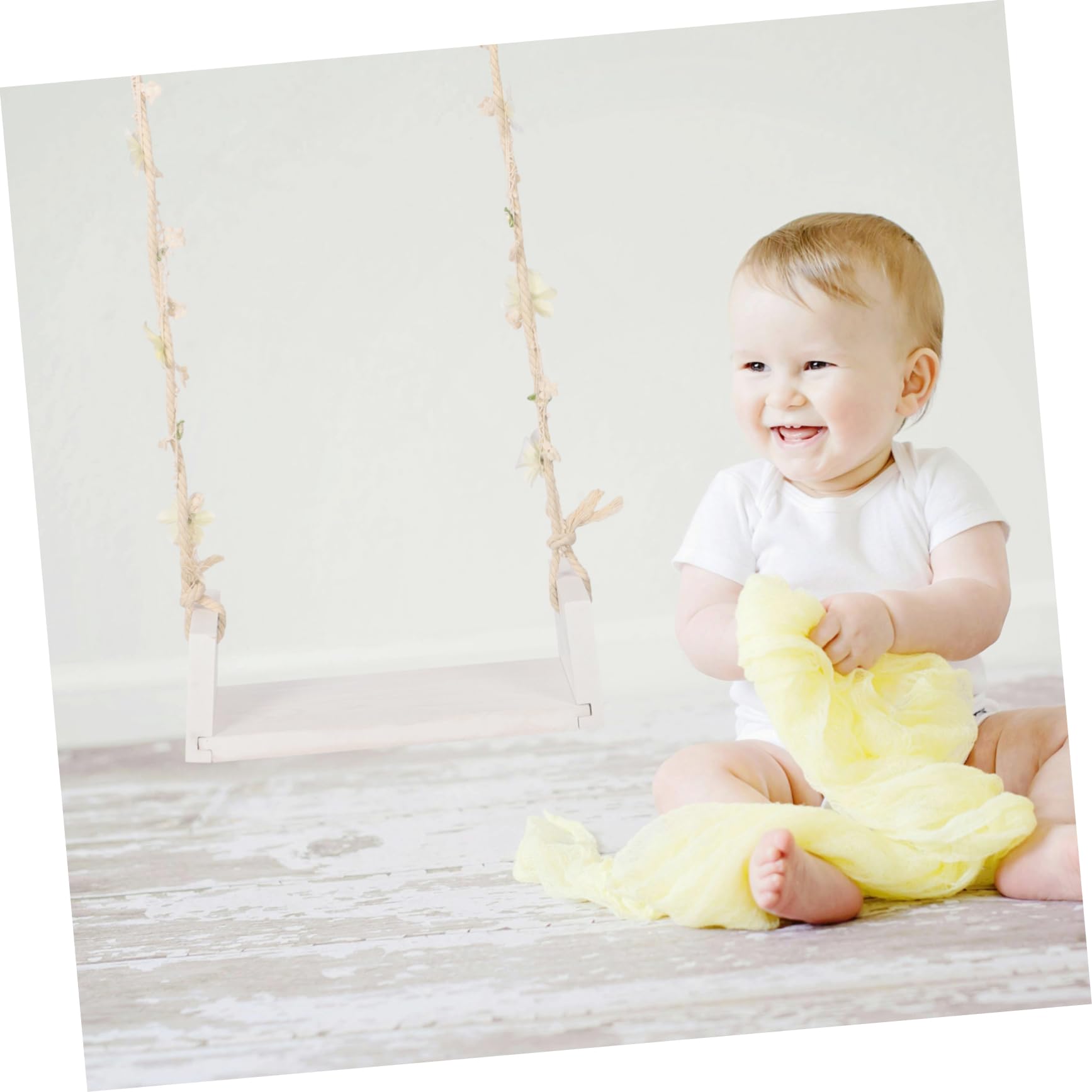BESPORTBLE Altalena Fotografia Ragazzo Ragazza in Legno Decorazioni Floreali, Oggetti Di Scena Per Ragazzo Ragazza Per Servizio Fotografico e Arredamento Casa, Accessorio Duraturo Per Foto Neonatale