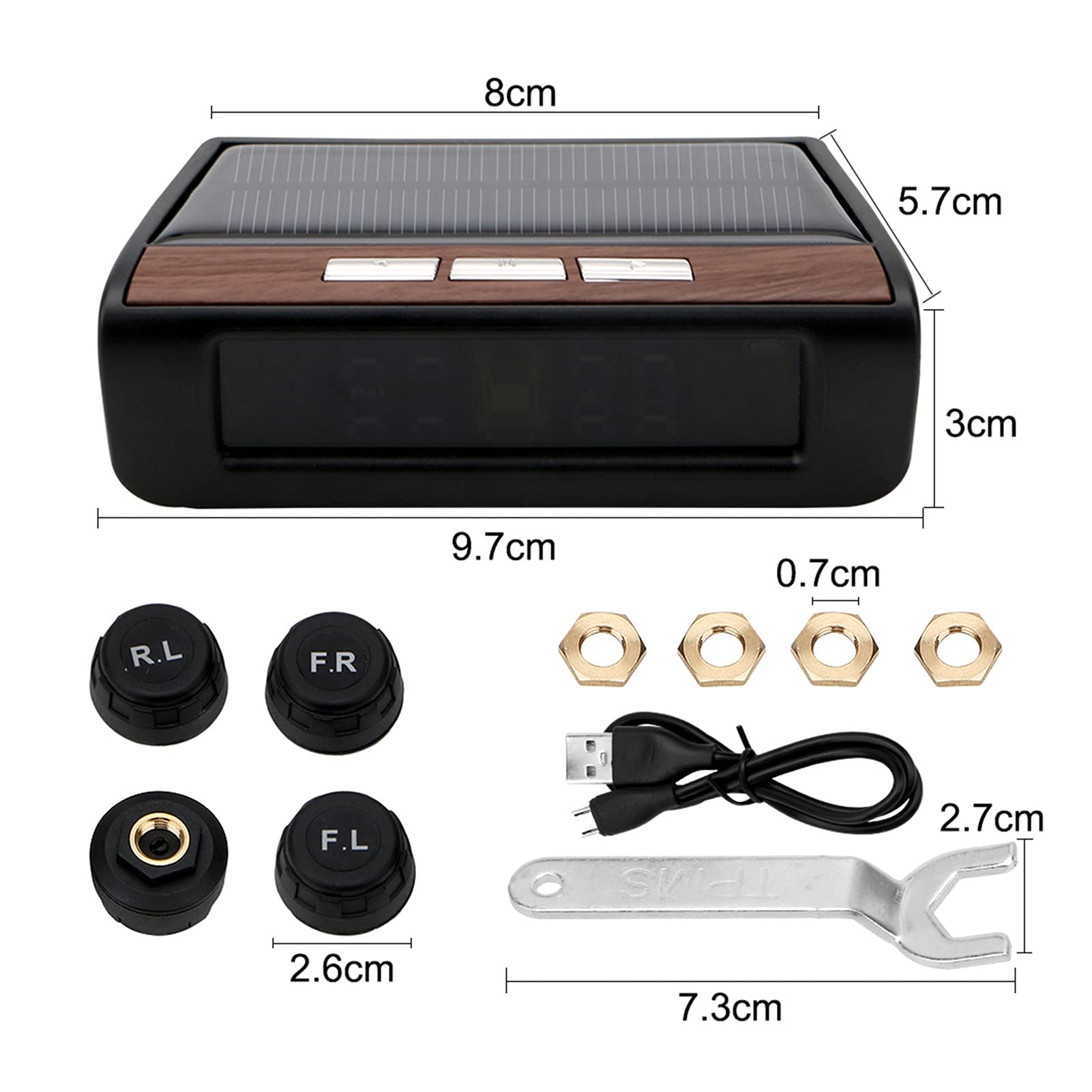 Herramientas de Control de presión de los neumáticos Coche TPMS Sistema de monitoreo de presión de neumáticos Sistemas de Alarma automática Monitor Digital LCD Mostrar energía Solar
