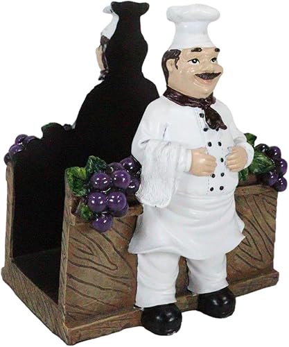 Vista 4 de Ebros Gift Kitchen Fat Master Sous Chef Alton por Grape Vine Vino Viñedo Cama de Cena de Papel Servilletero Estatuilla Mesa Decorativo Chefs Sous