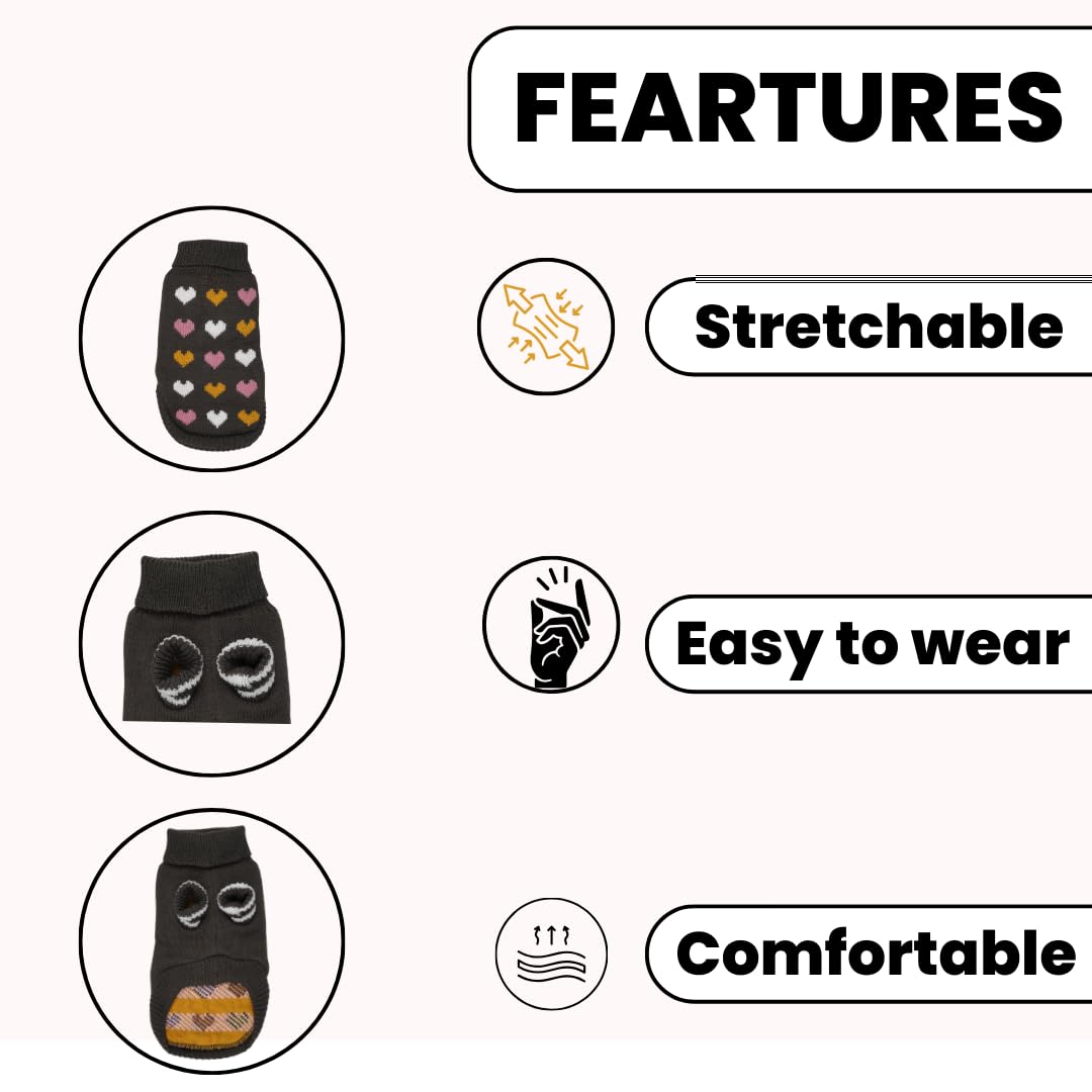 Lulala Turtleneck Dog Sweater - Winter Coat Apparel Classic Cable Knit Clothes with Leash Hole for Cold Weather, Ideal Gift for Pet in New Year (Black, 8 Inch) 4