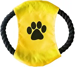 Brinquedo frisbe de corda para cachorros cabo de guerra lançador mordedor pet (Amarelo)