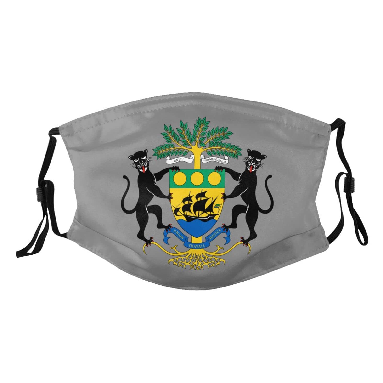 Coat of Arms of Gabon Mask Protect Respiratory System Breathe with Peace of Mind Black