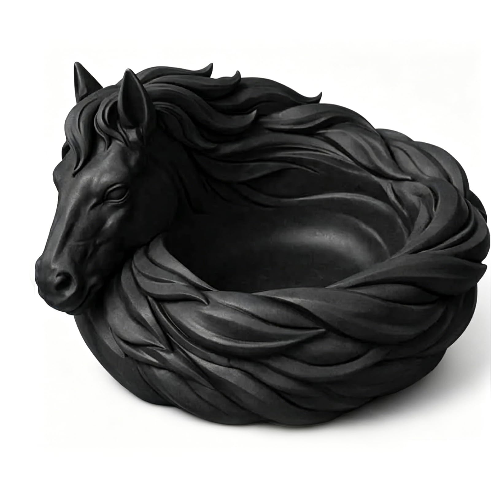 Horse Catchall Bowl, 3D Printed Horse Shaped Trinket Bowl Dish, Decorative Table Tray for Keys, Jewellery & Coins, Equestrian Home Decor (Black)