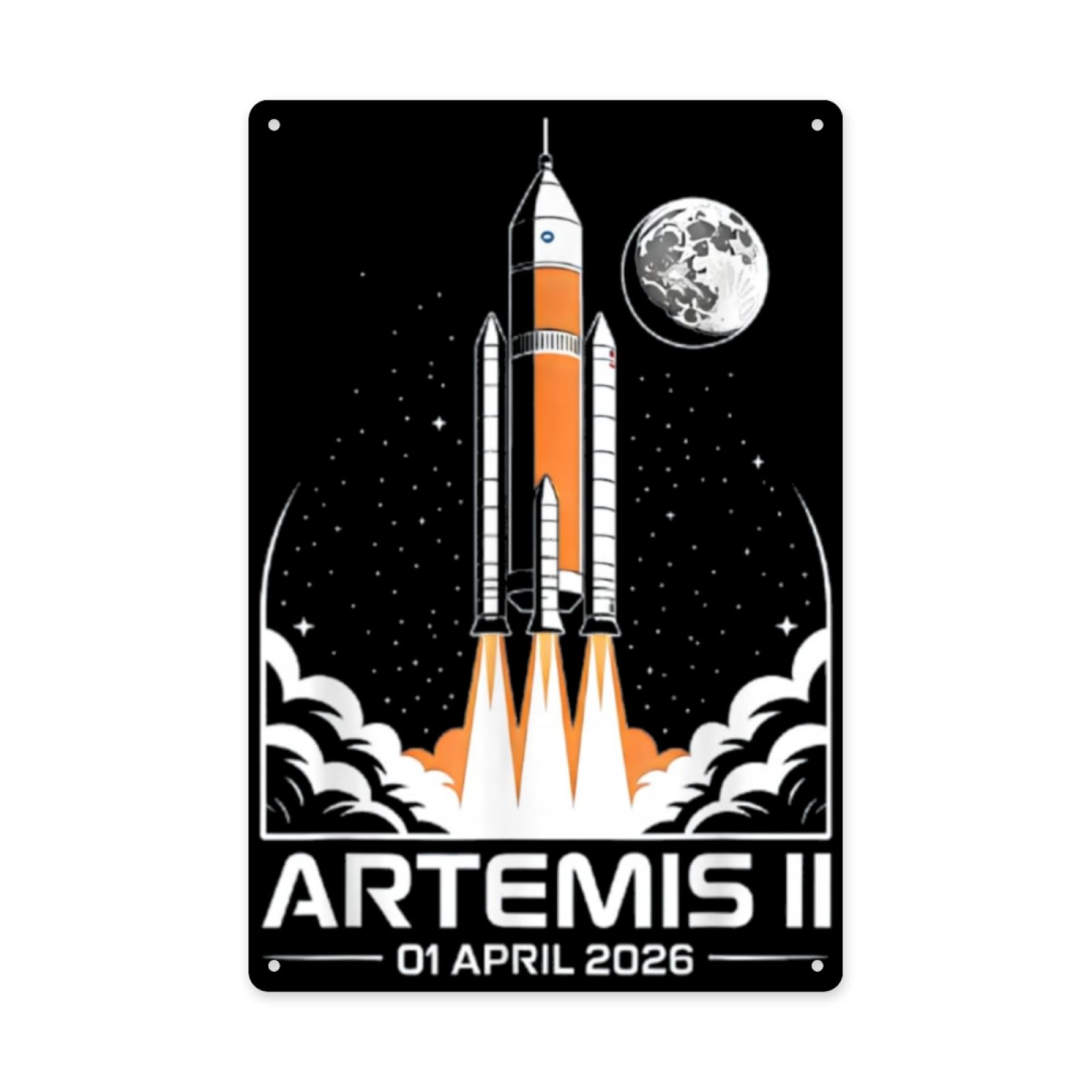 Tin 1 Artemis Ii 2026 Rocket Launch Mission To The Moon 2 Decorative Metal Sign Classic Tin Art 8X6 Inch Vintage For Garage Man Cave Farmhouse Decor