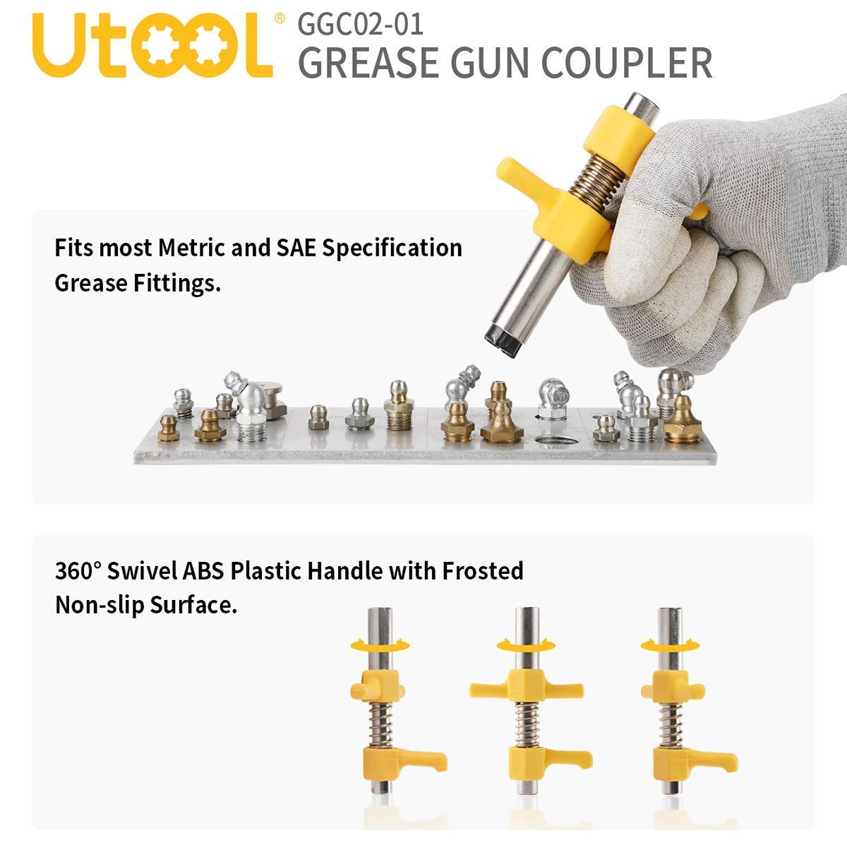 Buy UTOOL Grease Gun with 360° Swivel ABS Plastic Handle Grease Gun