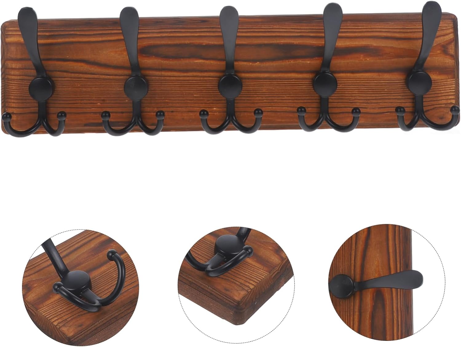 Wall Mounted Wooden Key Hooks Vintage Style Hanger for Hats Towels Robes and Bags Space-Saving Organizer for Hallway and Bathroom Easy to Install and Design