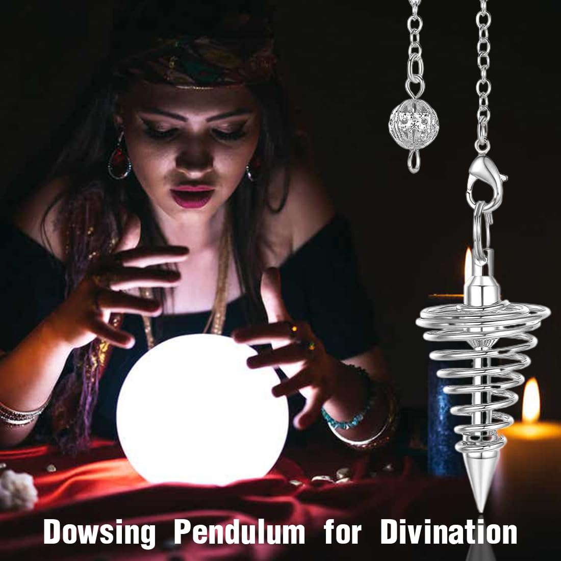 2 Pezzi Pendolo a Cono in Rame Metallo per Divinatorio Radiestesia Esoterismo Divinazione Pendolino Egiziano(Argento