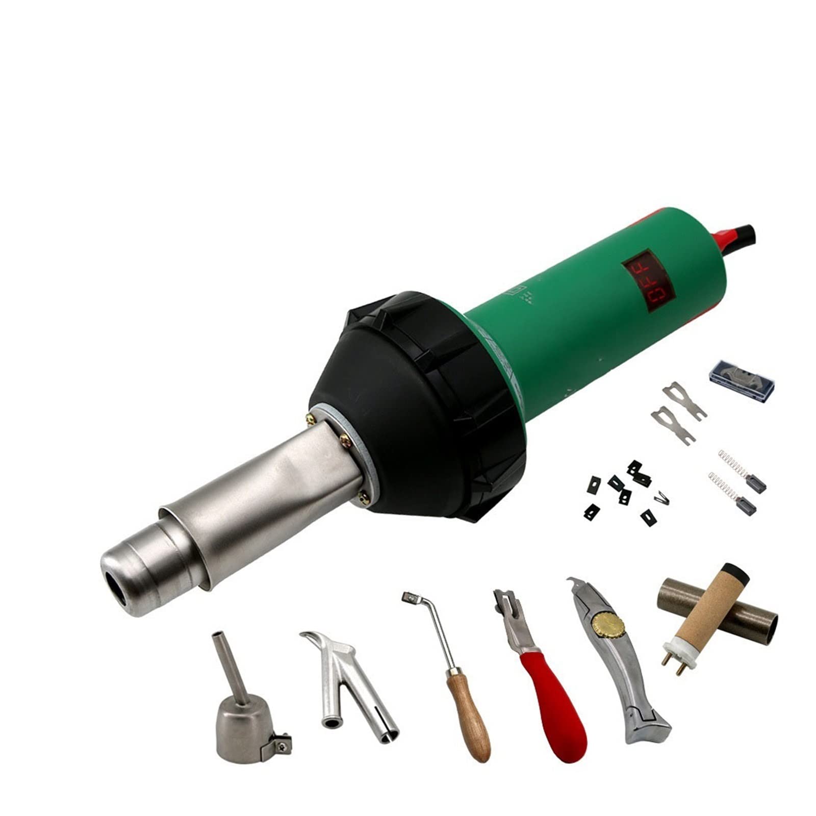 Pistolet termiczny 1600W opalarka palnik na gorące powietrze zgrzewarka do tworzyw sztucznych zestaw spawalniczy opalarka uchwyt pręt pistolet lutowanie, wyświetlacz temperatury (Color : Kits 11, Si