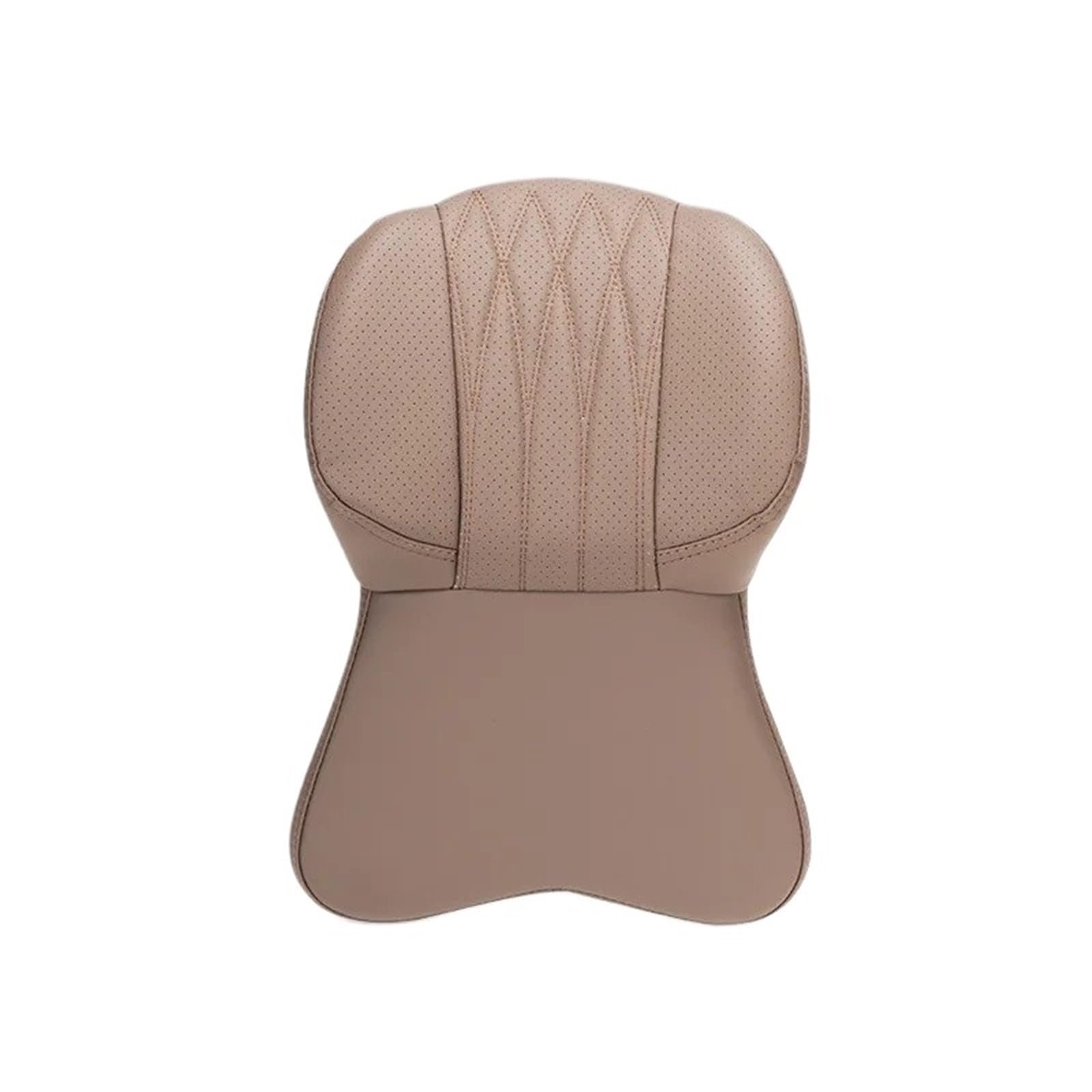 KAUWYEHD Car Seat Accessories Fit For BMW For Mercedes Nappa Leather Car Seat Cushion Lumbar Support Neck Pillow(Dark apricot d)