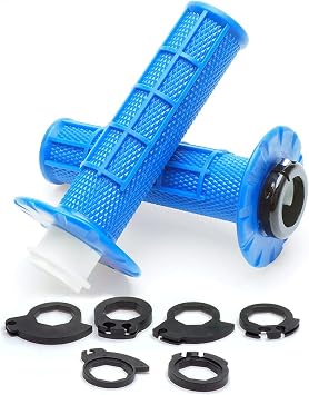 Anti-Slip Lock on Twist Throttle Handlebar Grips for Motorcycle Dirt bike Motocross Blue