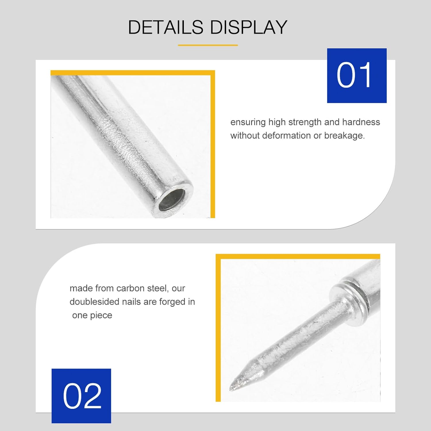 Double Head Picture Hanging Nails Kit with Sleeve Silver