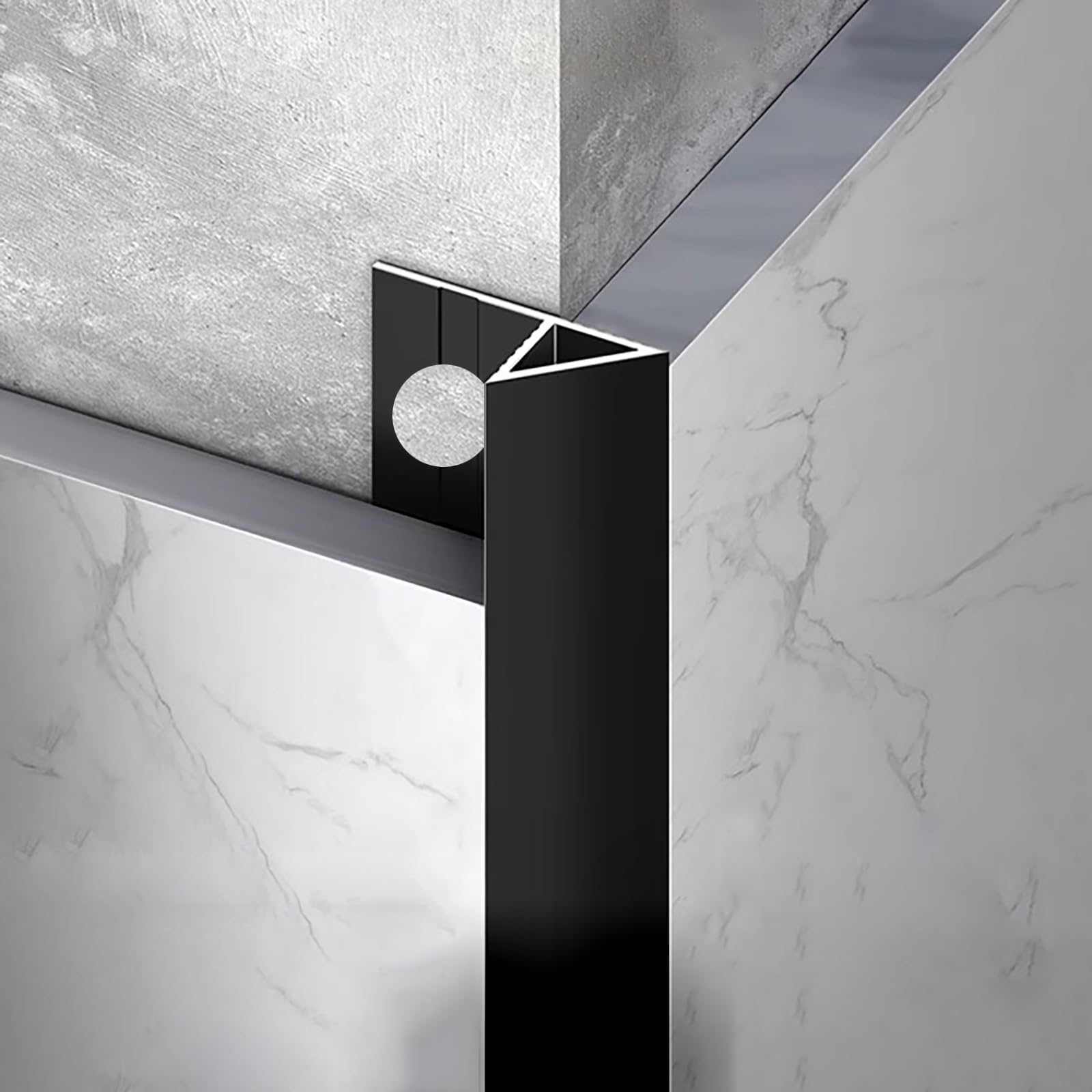 Perfil De Aluminio Anodizado para Protección De Bordes De Baldosas 2 Piezas* 125 Cm Tira Final para Esquinas De Baldosas Ideal para Paredes Y Suelos En Baño(Black,Width:12.5mm)