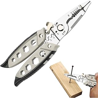 ワイヤー用クリンパーとストリッパー,電気工事用ケーブル撚り結束ペンチ,多機能電線カッターワイヤーカット工具 | 自動車メンテナンス、建設工事、オーディオ機器修理、家庭用配線、電子機器対応