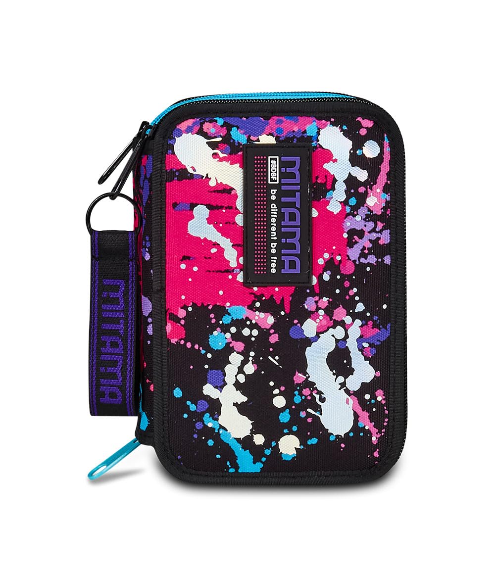 Mitama Astuccio Scuola 3 Scomparti, SUPER TRIPLO COLOR SPLASH GIRL, Contenuto 50 pz, Completo di Matite, Pennarelli, Portapenne Scuola Elementare Bambina