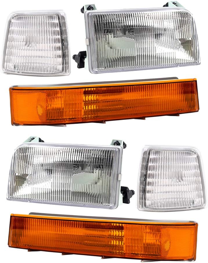 Fits 1992-1996 F150 Bronco Headlights, Corner and Side Park Signal Lights Compatible with F2TZ13008B F2TZ13008A F2TZ15A201D F2TZ15A201C