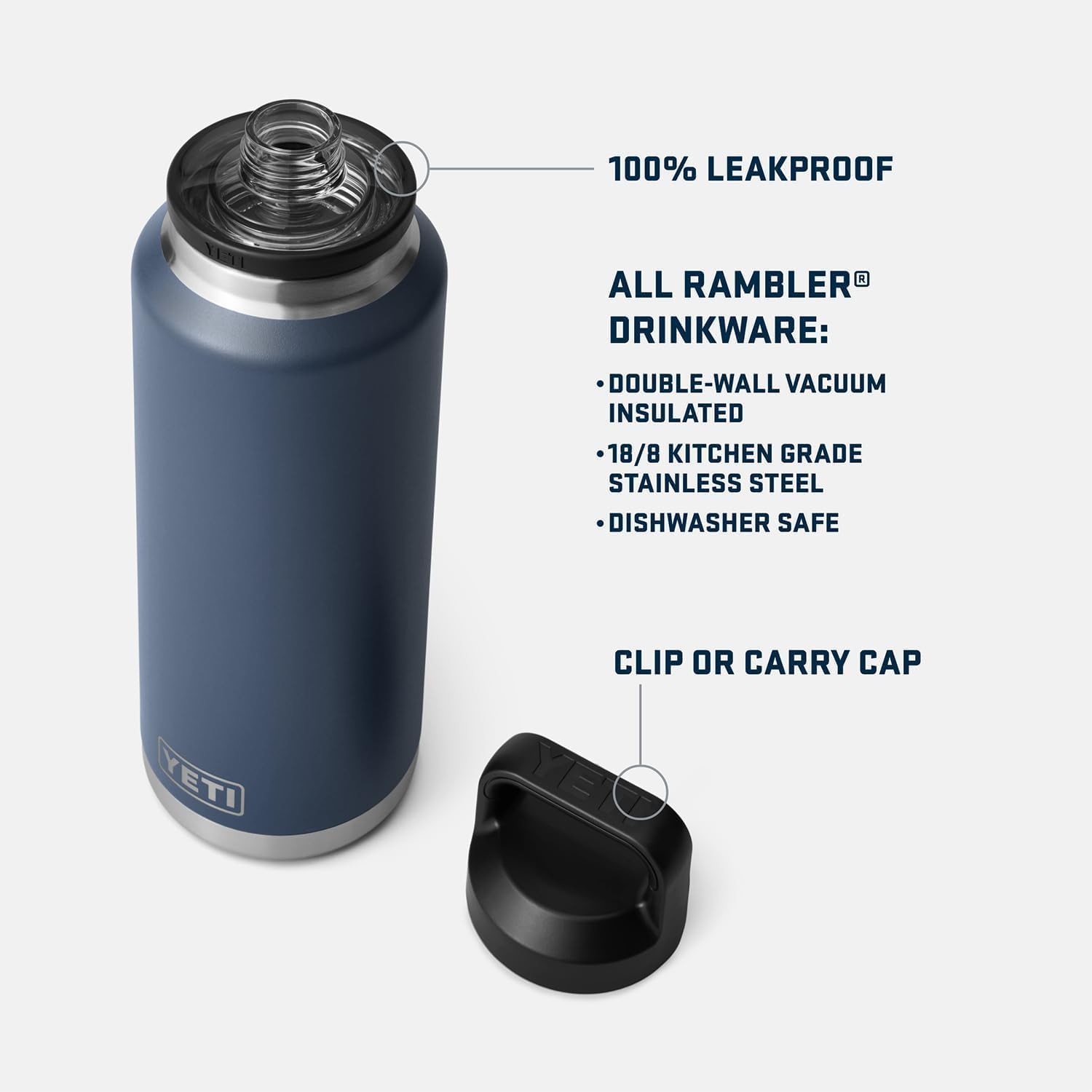 YETI Rambler 46 oz Bottle, Vacuum Insulated, Stainless Steel with Chug Cap, Solar Flare - Image 2
