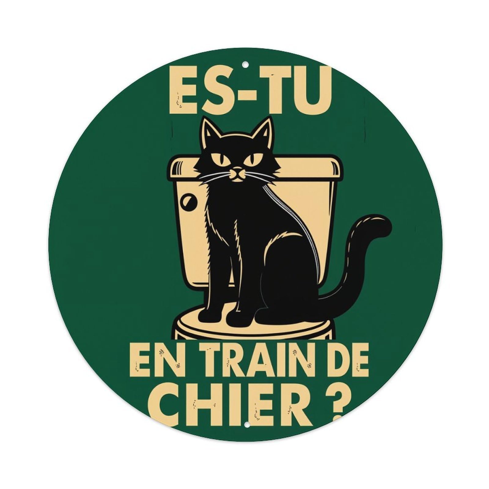 Cat On Toilet Seat Round Tin Sign Vintage Style Metal Sign Home Bar Garden Wall Plaque Decor Metal Poster 8x8 Inch