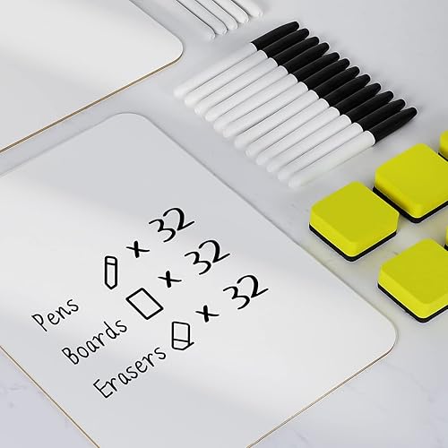 Miniatura 6 de HERKKA - Tableros portátiles de borrado en seco, paquete de 32 pizarras de doble cara de borrado en seco de 9 x 12.5 pulgadas, 32 marcadores, 32