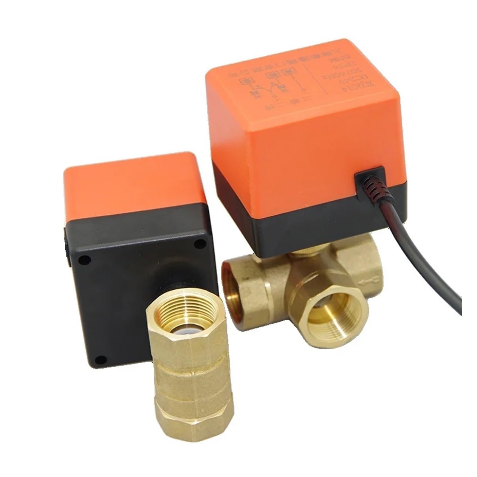 YNPPLGTJC AC 220V DC 12V 24V Brass Electric Thread Ball Valve 2-Way 3-Wire Solenoid Water with Actuator DN15/20/25/32/40/50(220v-2 Way)