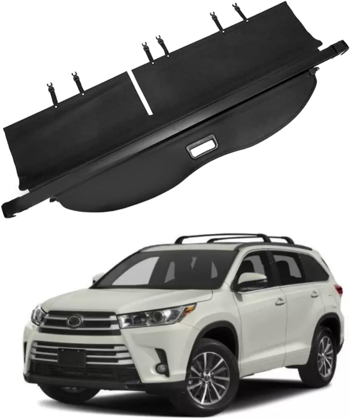 Vesul Retractable Cargo Cover Compatible with Toyota Highlander 2014 2015 2016 2017 2018 2019 Waterproof Security Shade Shield Tonneau Cover Luggage Privacy Screen with Extra Canvas Cover 2014-2019 Highlander