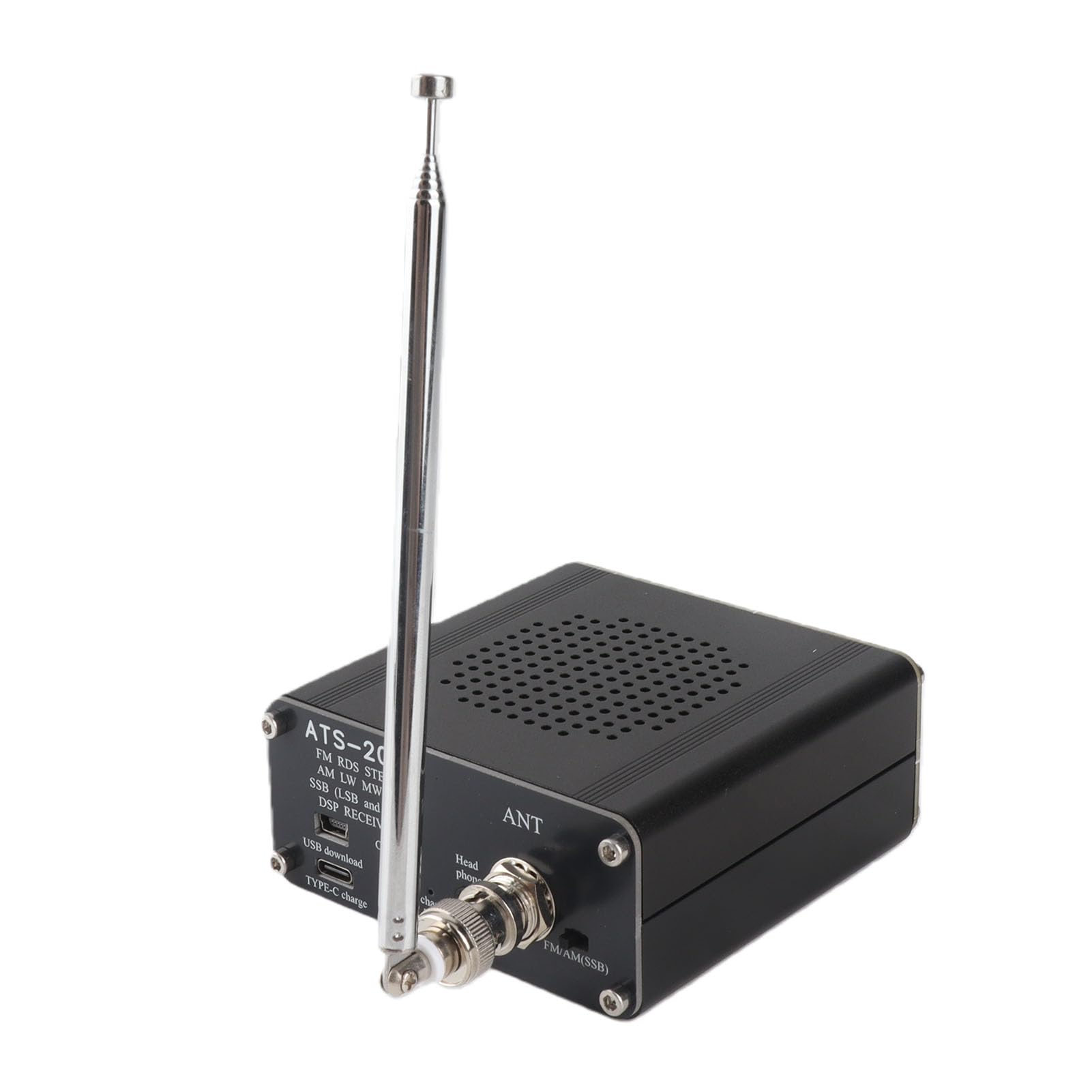Récepteur Radio à Ondes Courtes Toutes Bandes, ATS 20+ FM AM LW SW SSB Récepteur Numérique Portable Bande Mondiale, Batterie Intégrée, Antenne Haut-Parleur, écran de 0,96 Pouce