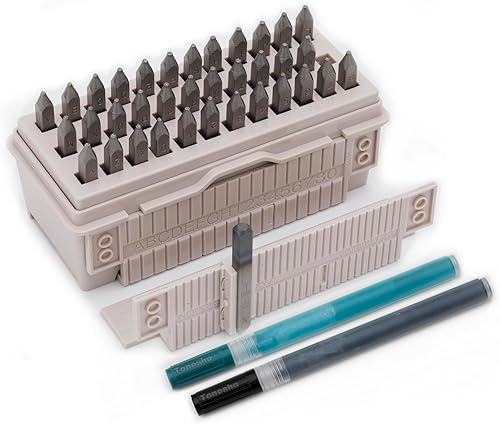 Miniatura 14 de Haga que sus letras se alineen más ordenadamente. Juego de sellos de números y letras mayúsculas de 36 piezas (A-Z y 0-9) - punzón de 1/8" (3 mm)