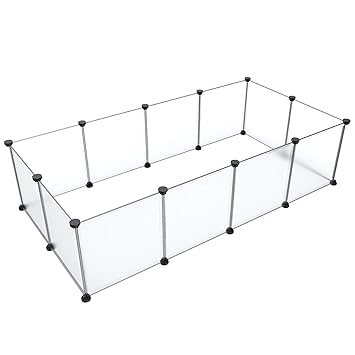 Tespo Pet Playpen, Small Animal Cage Indoor Portable Metal Wire Yard Fence for Small Animals, Guinea Pigs, Rabbits Kennel Crate Fence Tent, Black, 12 X 12 Inch, 12 Panels