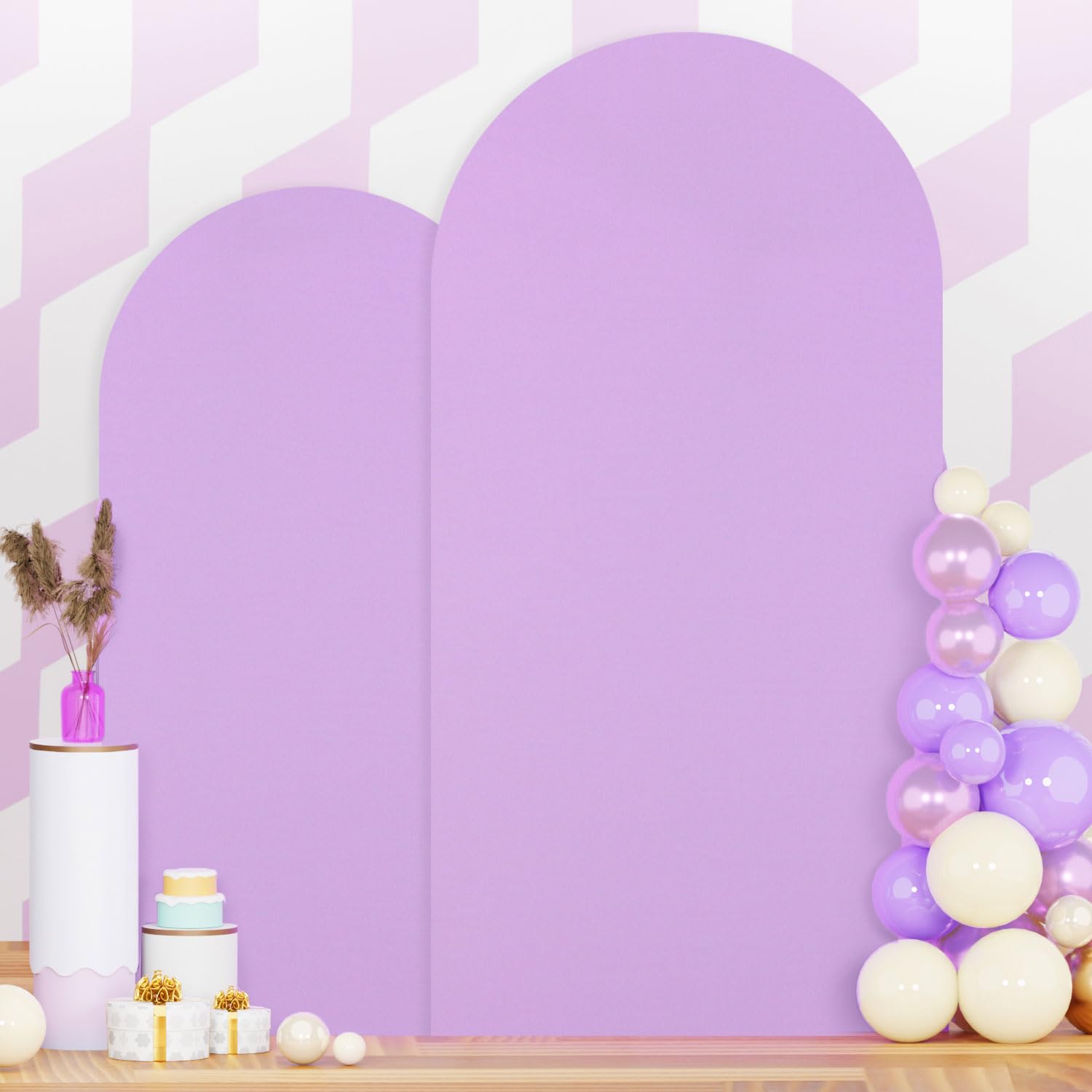 PATYDEST Spandex Wedding Arch Cover Set of 2 Lavender Arch Backdrop Covers 7.2ft, 6ft Arched Backdrop Frame Cover Chiara Arches Covers Stretchy