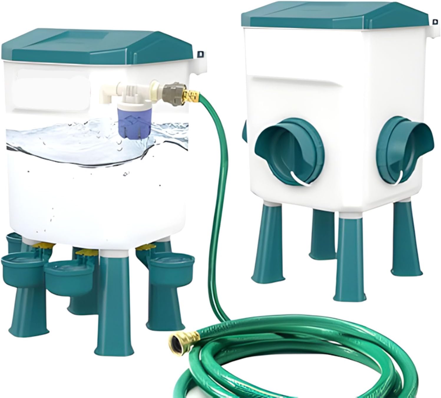 High-Capacity Chicken Feeder & Waterer Set Spillproof Design for Livestock Care & Vegetable Storage Garden Hose Poultry Waterer