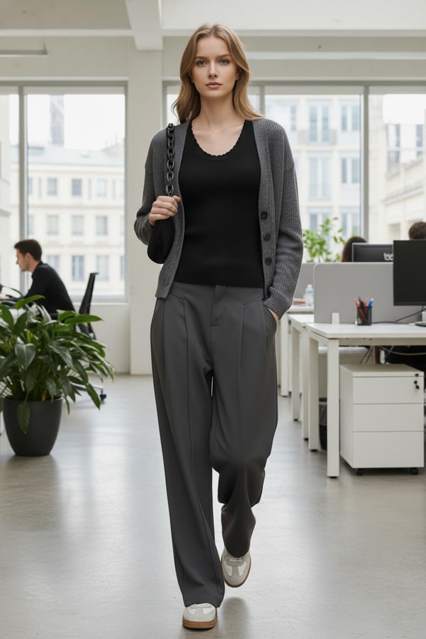 Orolay CHIIONE Womens Ribbed Tank Top Soft Knit Sweater Shirt Scalloped Trim Sleeveless Top Fitted Summer Undershirt - Image 2