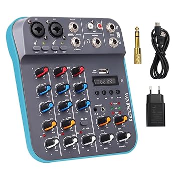 KADENCE KY4 Audio Mixer 4-Channel– Compact Audio Mixing Console with Bluetooth, USB Sound Card, 48V Phantom Power, MP3, Recording, Podcast, Karaoke, DJ, Streaming & Live Performance (KY4) - image, photos