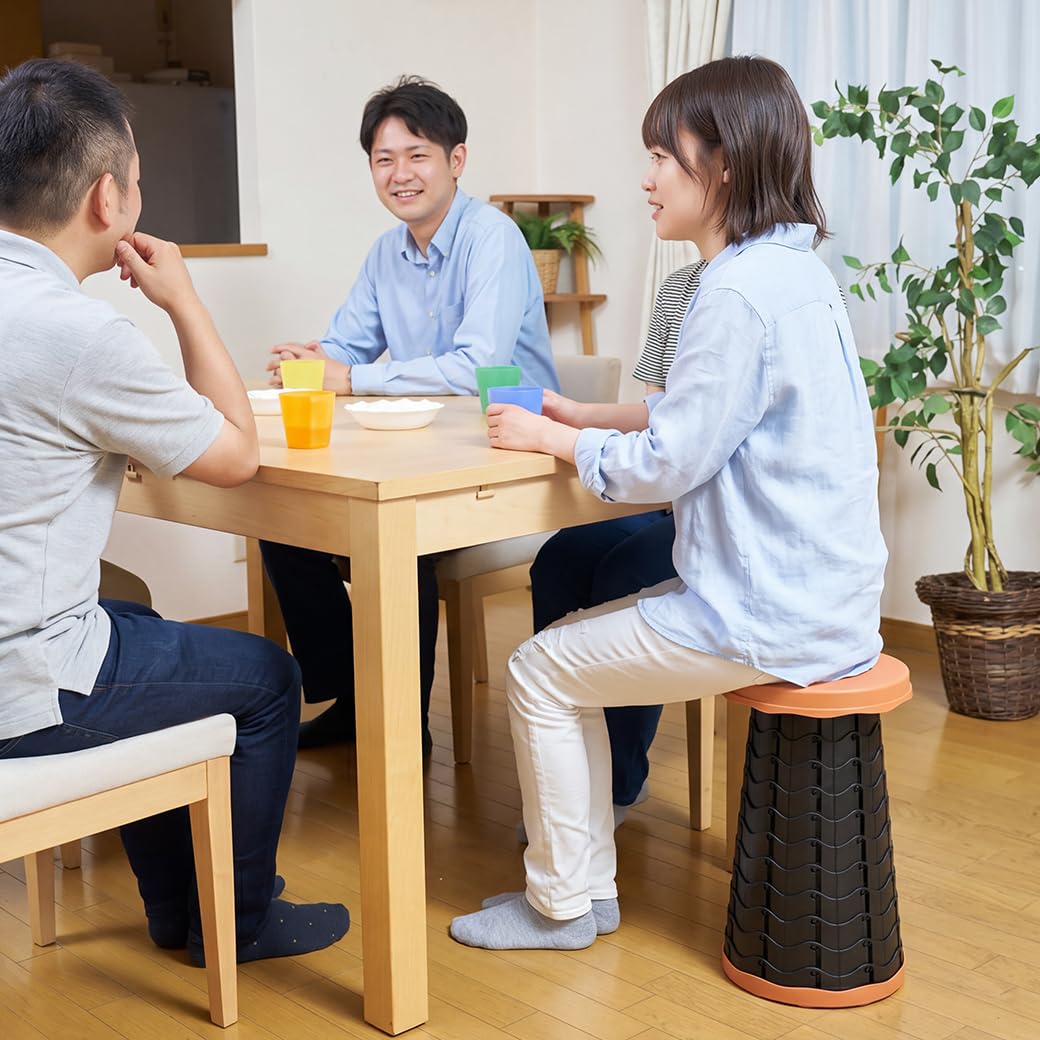 伸縮ベンチ折りたたみスツール高さ40㎝長さ1.5ｍ オレンジ ダイニング待合室用 Amazon.co.jp: 便利な伸縮式スツール オレンジ : ホーム＆キッチン