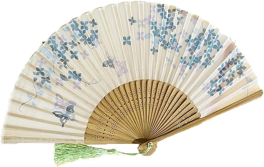 Folding Fan Antique Folding Fan Women's Antique Folding Fan Chinese Style Portable Classic Folding Fan with Tassels Home Ceremonial Decorative Folding Fan (Color : C) (D)
