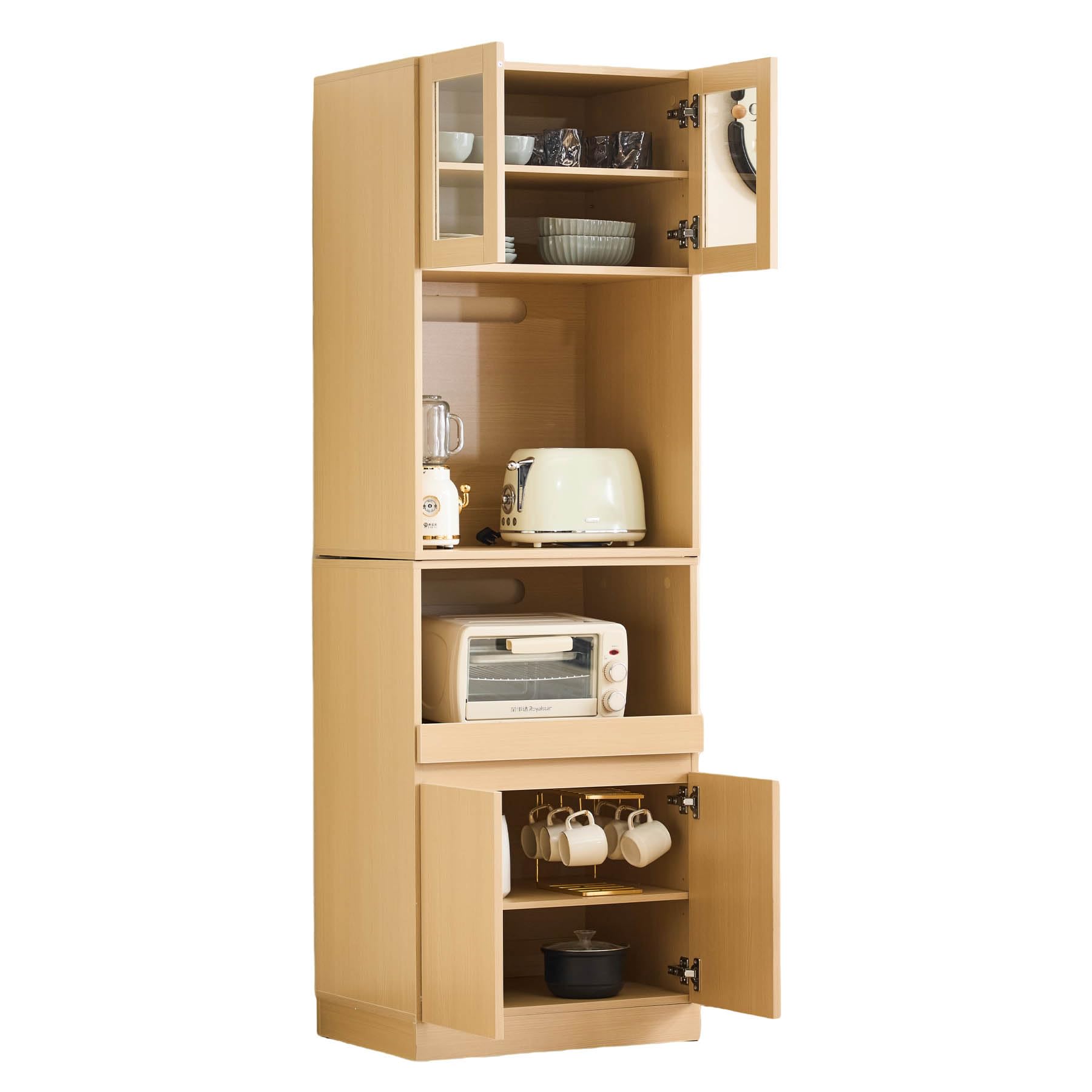 Amazon｜食器棚 キッチンボード レンジ台 - 上下分割可能 2WAY