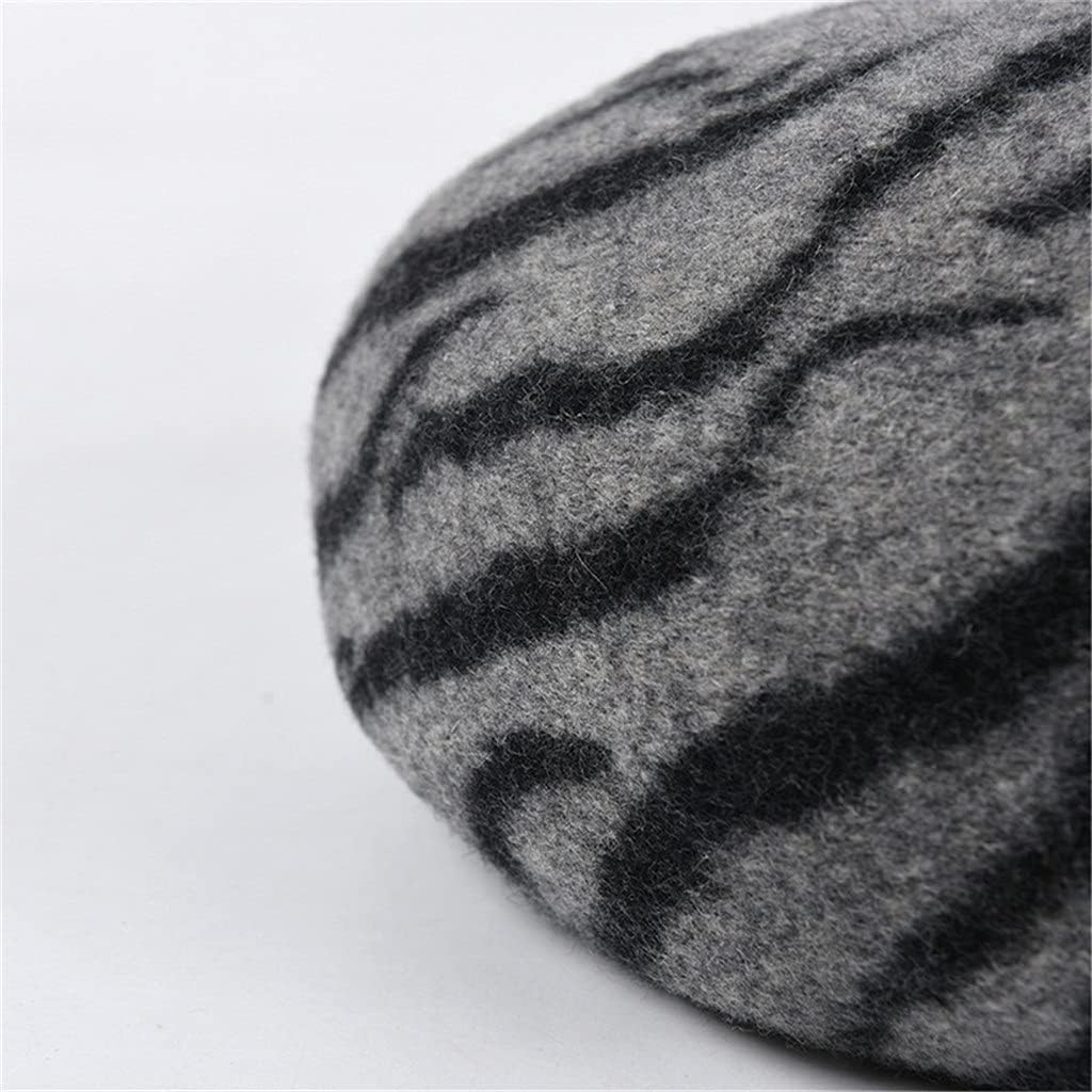 Korean Autumn and Winter Berets for Women Zebra Stripe Woolen Beret Ladies Artist Hat Female Wool