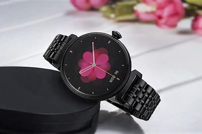 Smartini Mini Smart Watch, 1" HD Screen Bluetooth Calls & Text, Multiple Sports Mode Fitness Tracker Heart Rate Monitor Works with Android iOS iPhone Samsung (Black Watch Black Steel Band)