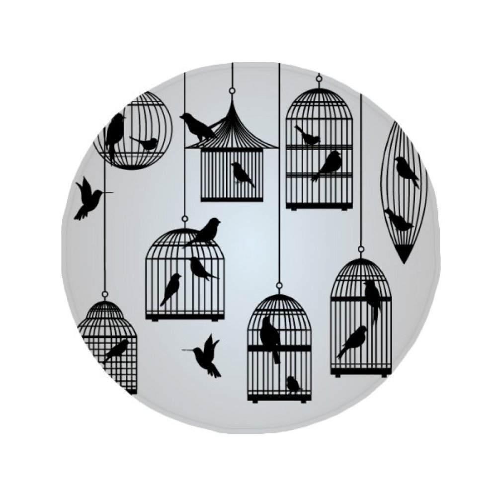 Tapis de sol anti-slip oiseaux rond 50x50cm pour cuisine et salon