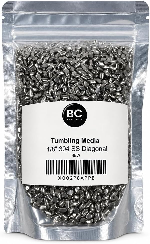 BC Precision 1/8" 304 Stainless Steel Diagonal Tumbling Media, 5 lb Pack