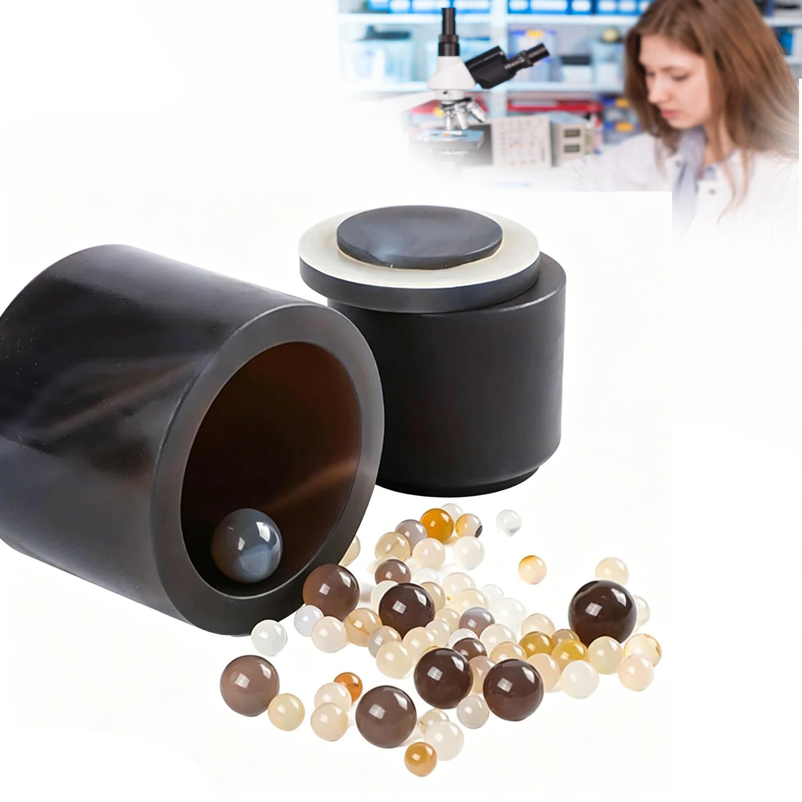 COYEUX Recipiente De Molienda De ágata Natural, Kit De Recipiente De Molienda Planetaria, Recipiente De ágata De 7,2~7,5 En La Escala De Mohs, Pared Interior Pulida para Análisis 50ml
