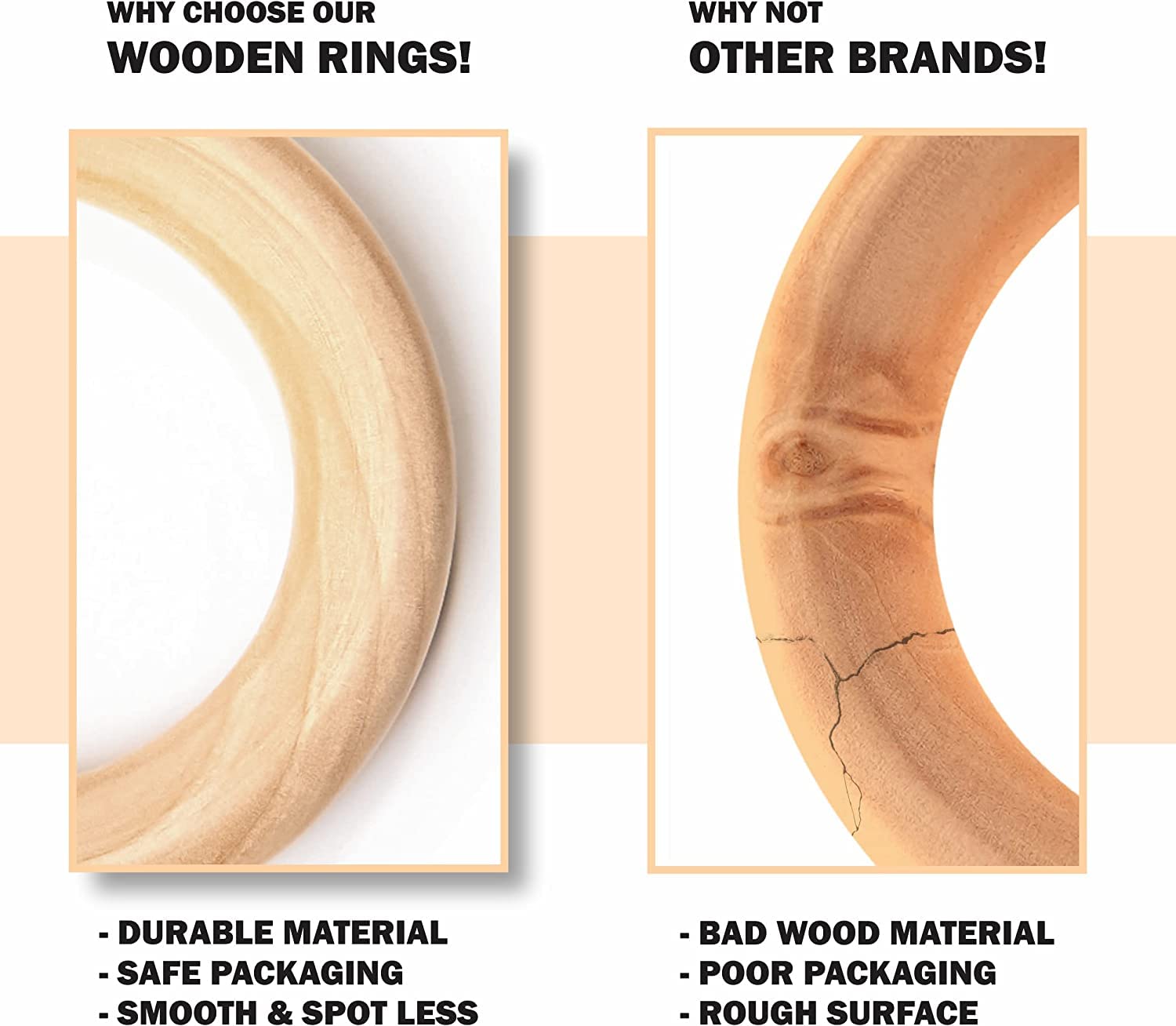 PATIKIL 30mm Anneaux en Bois Naturel, Lot de 50 Anneaux en Bois Ronds pour la Création de Bijoux, le Macramé, de Couleur Marron
