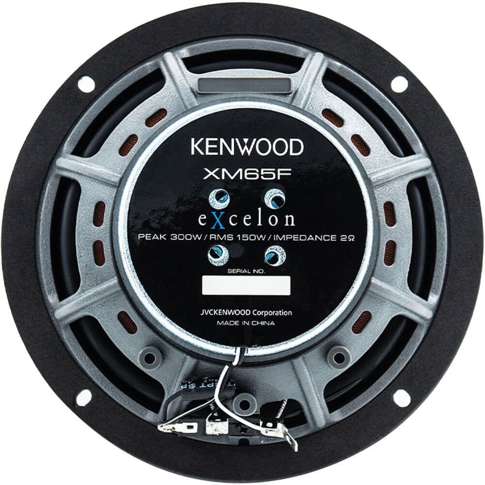 Kenwood Excelon XM65F Motorcycle Speakers (Pair), 6.5" 2-Way Coaxial Speakers for Select 2014-Current Harley Motorcycles, 300W, 2-Ohm Impedance, Injection-Molded Polypropylene Cone & PEI Dome Tweeter
