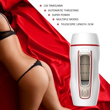 KUUVAL Hand Free Multi-Function Masturbator Fully Automatic Electronic Piston Rechargeable Thrusting Retractable Electronic Male Masturbation Adult Joker Toys Party Birthday Gift 10 Modes (LB001)