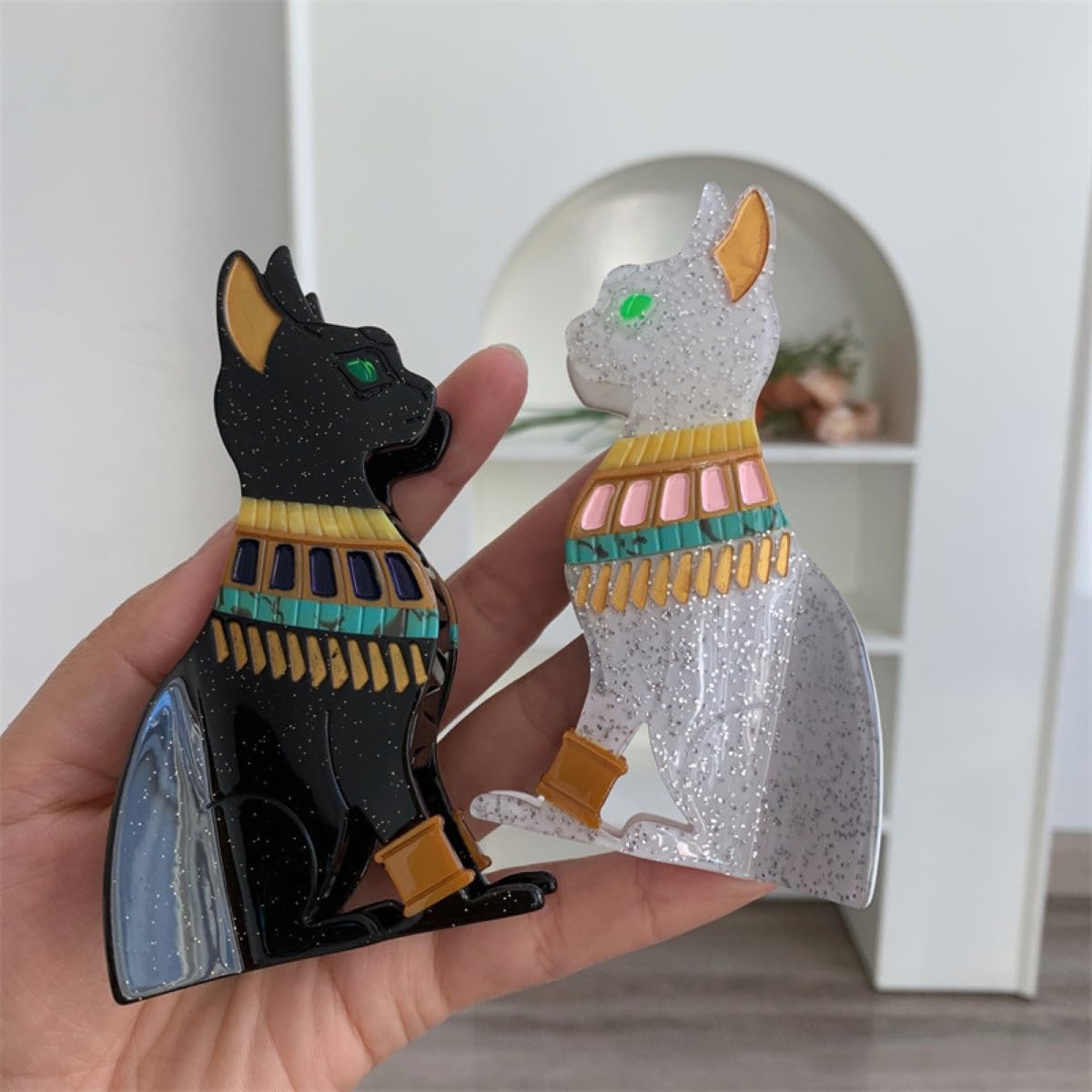 Funny Egyptian Cat Hair Clip,Acetate Claw Clips,Big Hair Clips for Women,Fashion Hair Clips for Girl,Black - Image 5