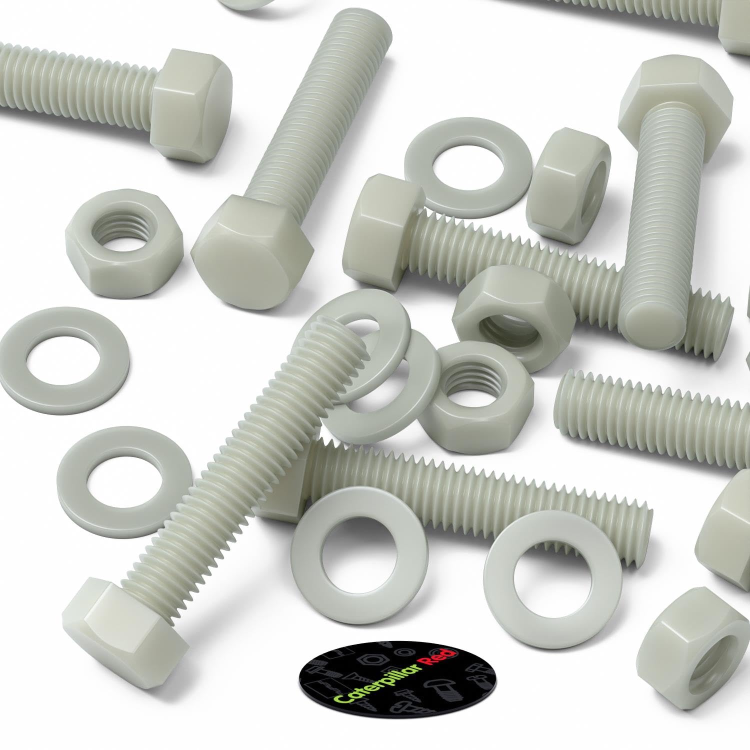 10 x testa Esagonale in super nylon, M10 x 50mm, rinforzato con riempimento in vetro, viti macchinari, Dadi e bulloni di plastica, Rondelle,
