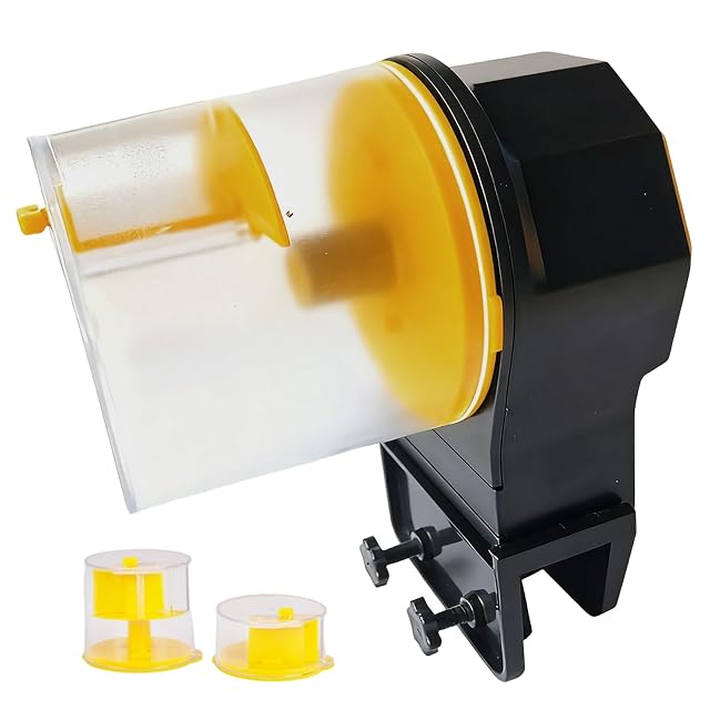 Automatic Fish Feeder with Adjustable Portion 15x10x12cm Programmable Fish Feeder Aquatic Pet Food Dispenser Easy to Install for