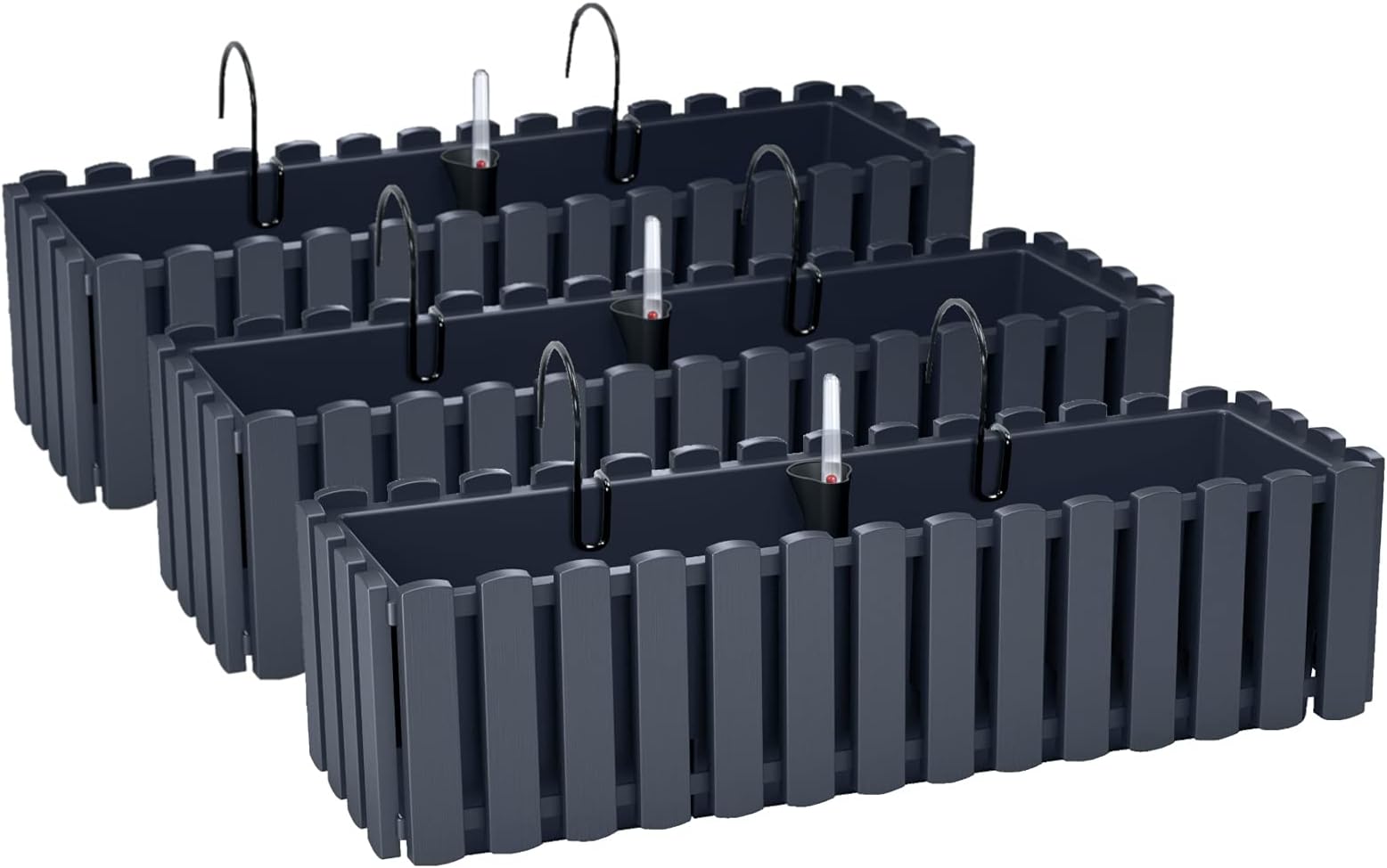 PAFEN Blumenkasten Set 2x - Rattan-Optik Mit Bewässerungssystem