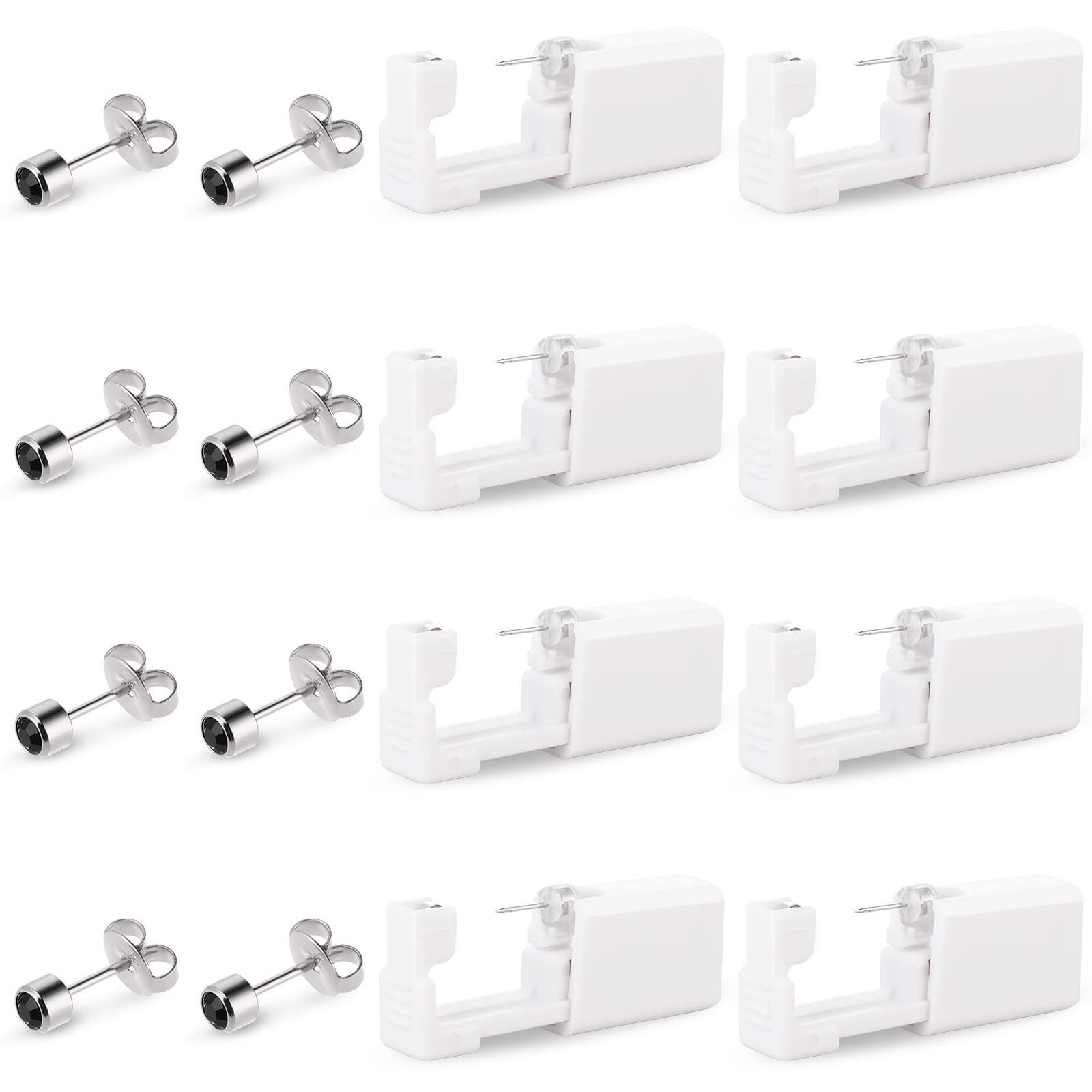 ASTER8Pcs Ear Piercing Kit Disposable Self Ear Piercing Gun With Silver Ear Stud, No Pain Safety Asepsis Nose and Ear Piercing Tool Kit, Ear Piercer Gun For Girls Women Men